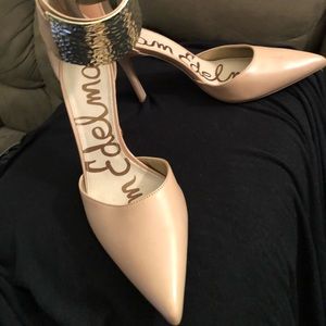 Sam Edelman Nude pumps with silver ankle strap